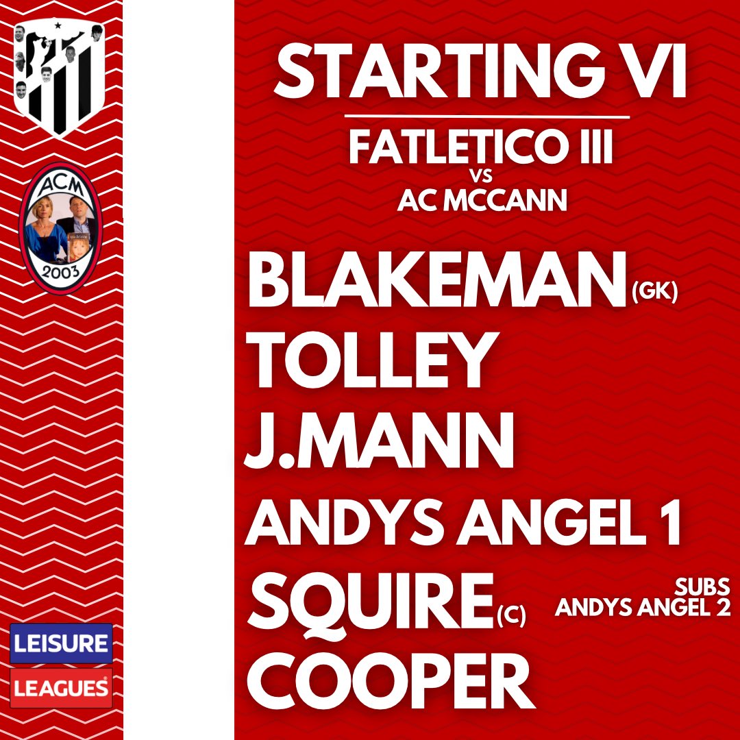 FatleticoIII's tweet photo. STARTING VI

Blakeman starts as GK with Murphy and Bateman both absent this evening. A few ringers in, Josh Tolley and Jay Mann along with double trouble from Andy’s Angels. Familiar faces Cooper and skipper Squire finish of the starting line up. https://t.co/Eg96C1pHS9