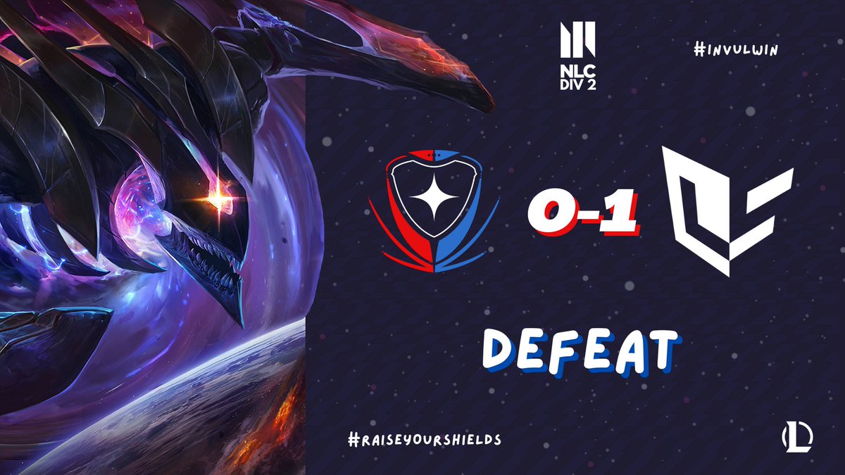 InvulEsports's tweet photo. We end the regular split with back to back defeats to @LightsideSWE, ggs and go smash playoffs! 👊
#NLCDiv2 #RaiseYourShields🛡️ https://t.co/iYi6vB2xQx