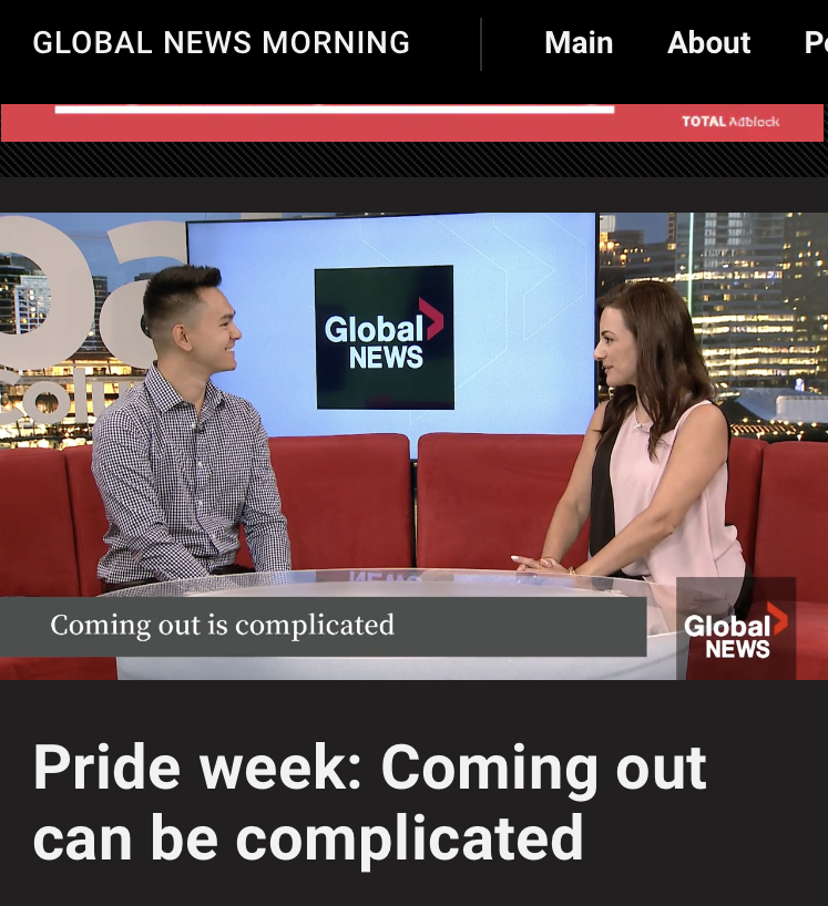 AndyHolmes12's tweet photo. I just had the honour of doing my first live TV interview! Yesterday morning @Amin_Ghaziani and I were invited to speak with Global News BC on coming out as LGBTQ2+ based on our recent publication in Theory &amp; Society!

Link to interview: 
https://t.co/PdEzlfnTjd https://t.co/eO3ssFWmys
