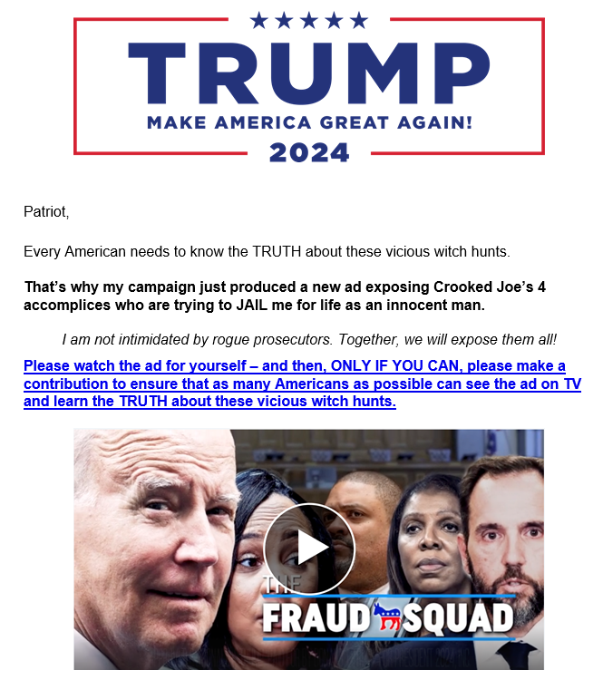 IamVyv's tweet photo. The latest #Griftmail from the #DumbOrangeBastard's #Scampac.
The way the SFB wuckfit is going, he will be inside for contempt for the rest of his life, never mind the actual felonies. ๐คฆ๐ฝโโ๏ธ๐๐คญ๐คญ https://t.co/H7W0VU3Qte