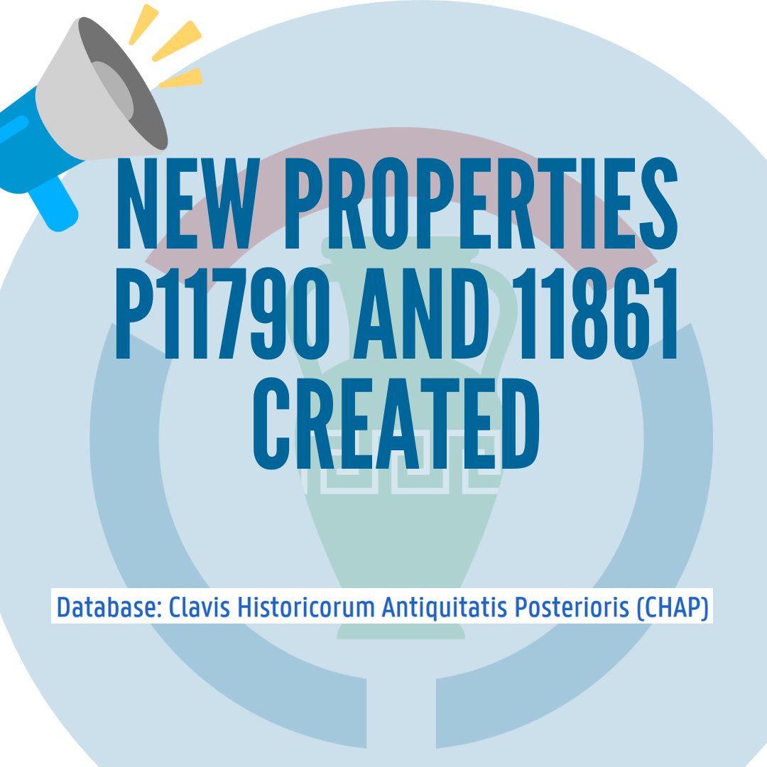 📢 Created the #Wikidata properties 1⃣1⃣7⃣9⃣0⃣ and  1⃣1⃣8⃣6⃣1⃣ upon the request of User:Jahl de Vautban and User:Jonathan Groß
👉wikidata.org/wiki/Property:…
👉wikidata.org/wiki/Property:…

Topic: 🏺✍️ #historiography #database
#ClavisHistoricorumAntiquitatisPosterioris