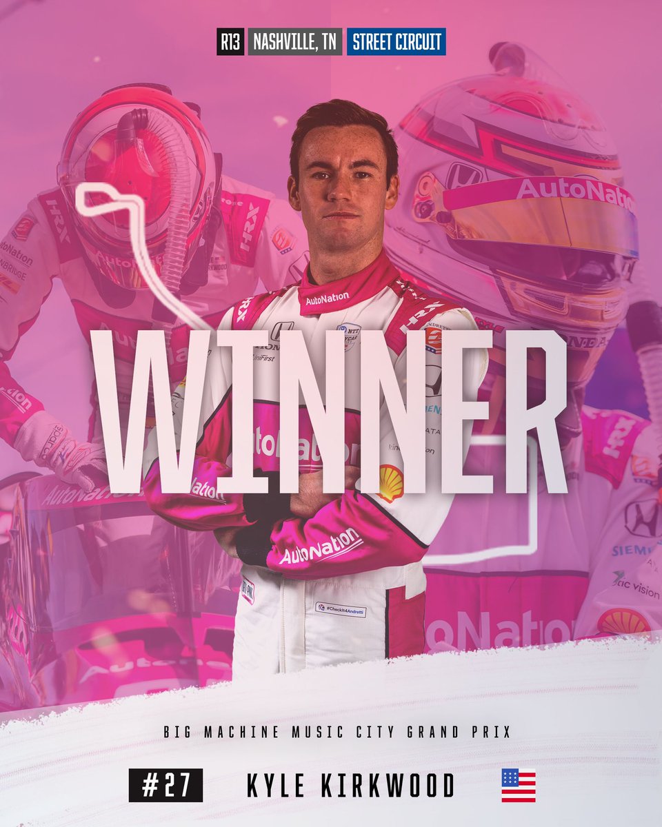 AndrettiIndy's tweet photo. A Music City masterpiece 🤩

Kyle Kirkwood WINS in Nashville 🔥 https://t.co/N5qtjkaOA1