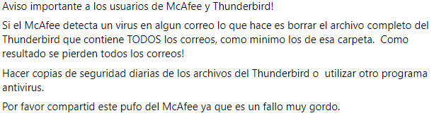 #McAfee #thunderbird