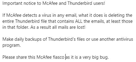 #McAfee #thunderbird
