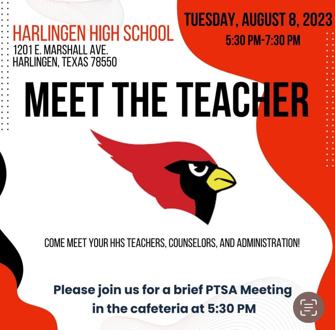 Join Us on Tuesday for Meet the Teacher @ HHS! ❤️🤍🖤