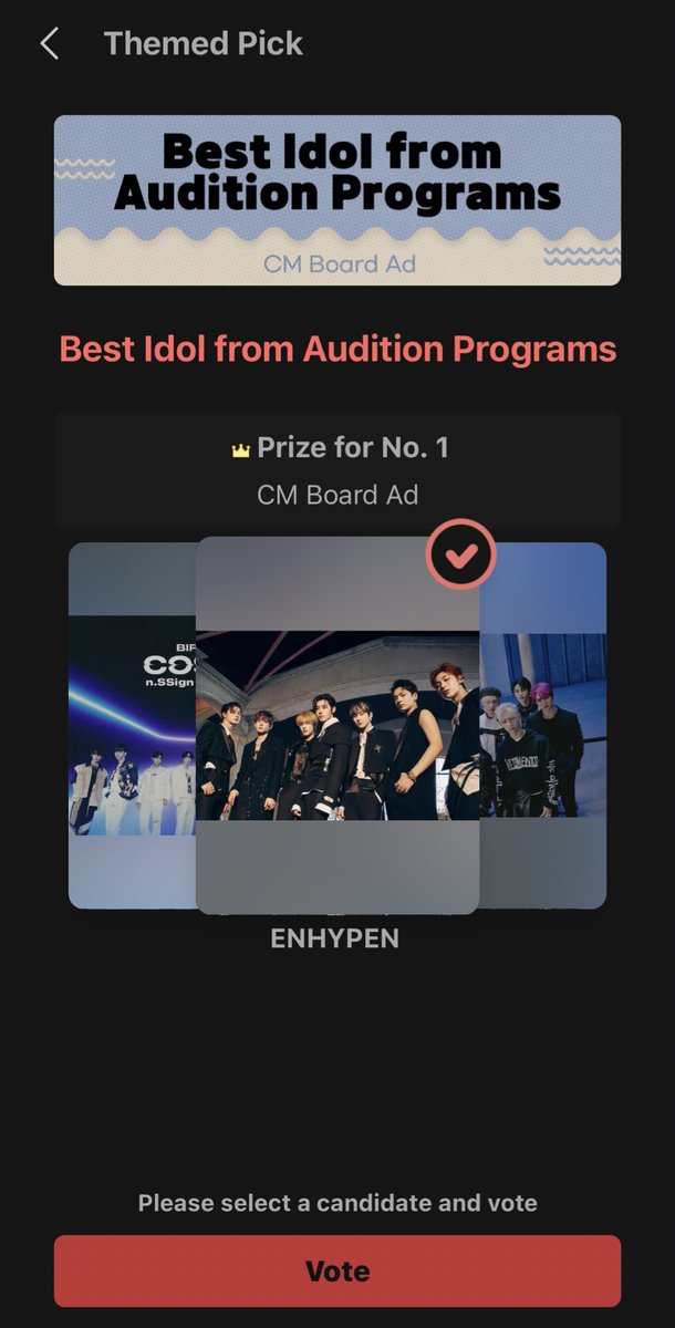 CONNECTEN_GENE's tweet photo. [🏆] CHOEAEDOL ONE PICK

ENGENEs! Vote #ENHYPEN on this new poll every day until August 24! The CM Board ad prize will be used for Heeseung’s birthday or ENHYPEN’s promotion.

Current gap from rank #1: 323

Follow the steps to vote! ❤️

@ENHYPEN_members @ENHYPEN https://t.co/YKO9MH9XTH