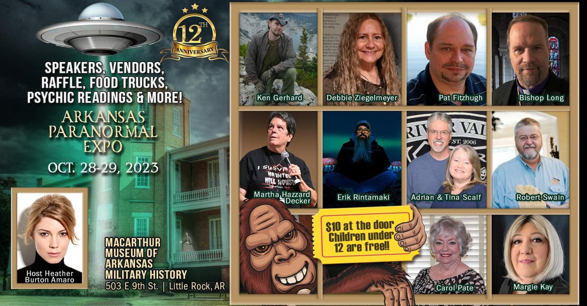 PatFitzhugh's tweet photo. #paranormal #ghosts #hauntings #spooky #Arkansas Speaker lineup for the 2023 Arkansas Paranormal Expo! For details, see https://t.co/YoMTCvQPHV https://t.co/xCFN68uMAU