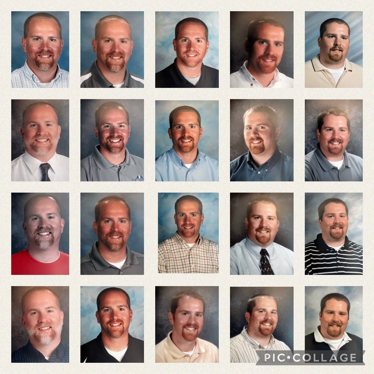 AngelaMunsie's tweet photo. Here is a Sunday funny!🤣😂As the new school🚌year is getting ready to start. We got most of @ScottMunsie pictures out from many years of being in💯education. We enjoyed a good laugh!! In no specific order here are a few favorites.📸#cheersto25 #wsfcs #lookslike10differenthubbys https://t.co/xkIl4vZedt