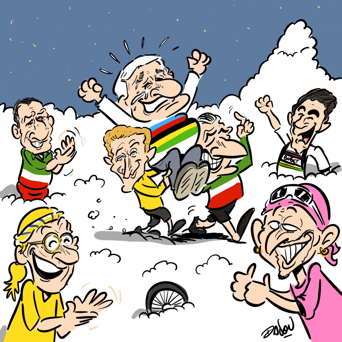 Tournée générale au paradis des cyclistes !
<a href="/mathieuvdpoel/">Mathieu Van der Poel</a> , petit-fils de Raymond Poulidor, champion du Monde 2023 
#Dadou ✍🏻
#LesRP #Glasgow2023 #cycling #cyclisme #vanderpoel 
<a href="/Eurosport_FR/">Eurosport France</a>