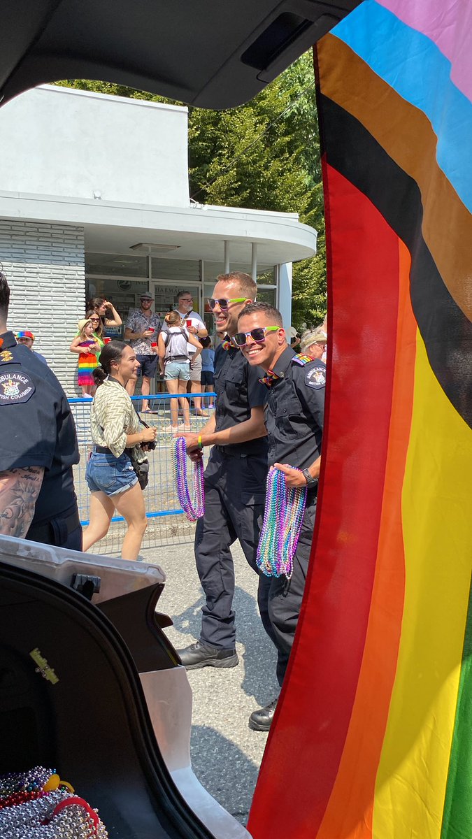 <a href="/BC_EHS/">BC Emergency Health Services</a> paramedics, dispatchers, call takers, support staff and their friends and families are here for 🏳️‍🌈 #vancouverpride 🏳️‍🌈 HAPPY PRIDE VANCOUVER