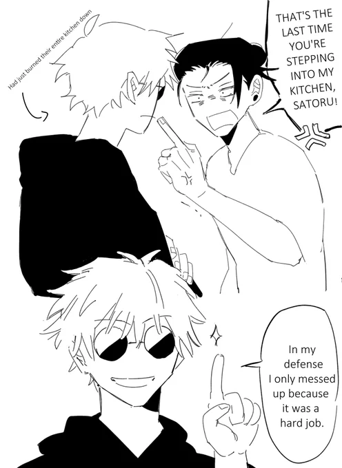 #五夏
Cooking with Gojo  (1/2) 

(Late Birthday gift to @/pigeonsuffers ilybestie) 