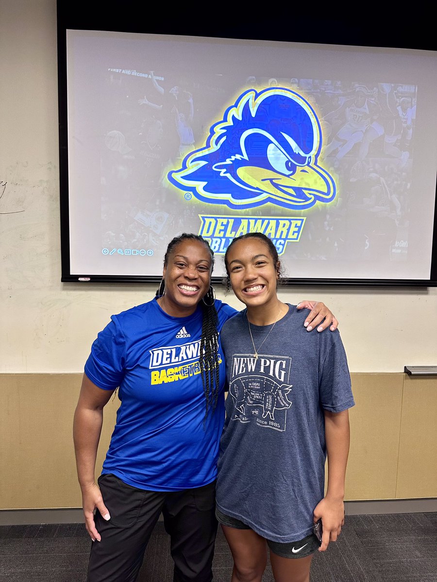 After todays showcase and a great talk with @COACH_SCJ22, I am beyond blessed to receive my first offer from @DelawareWBB!!💙💛#blessed #motivated #gobluehens @ICAN_basketball @AltoonaLion