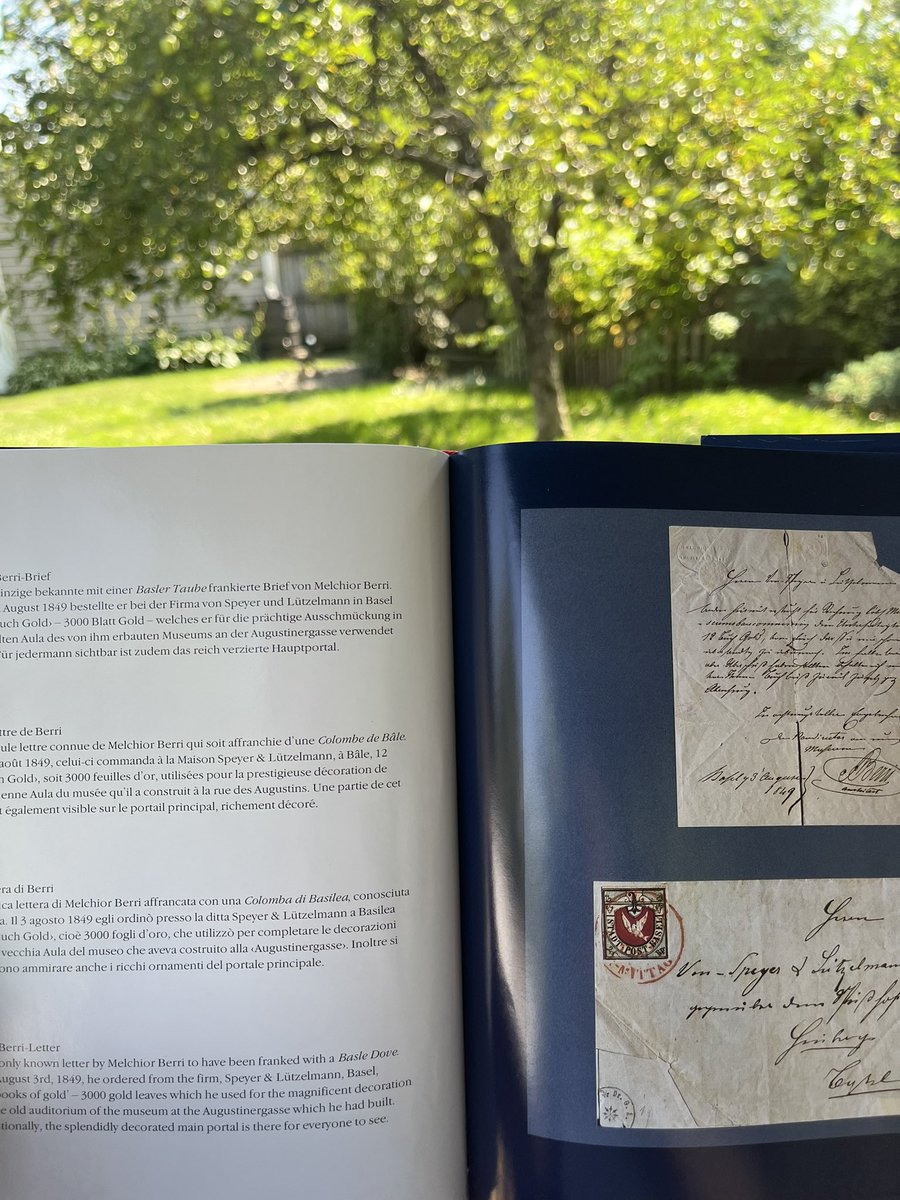 Perfect summer day! Just chilling out with a nice little book. “Basler Dybli”(Basle Dove) is THE iconic Swiss stamp. This 1995 book was written in celebration of the 150th anniv. of its issue. It gives a nice quick overview and includes some beautiful eye candy pictures. 🇨🇭