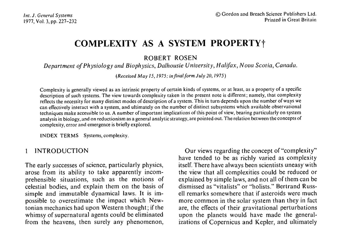 Ricard Solé (@ricard_sole) on Twitter photo What is complexity? What kind of approach is needed to define it? Here's a 1977 paper by Robert Rosen, one of the pioneers of System Science, discussing how information, error and scale are central to this problem, tandfonline.com/doi/pdf/10.108… <a href="/manlius84/">Manlio De Domenico</a> <a href="/PedroM_Z/">Pedro Márquez-Zacarías</a> <a href="/_AlexArenas/">Alex Arenas</a> What is complexity? What kind of approach is needed to define it? Here's a 1977 paper by Robert Rosen, one of the pioneers of System Science, discussing how information, error and scale are central to this problem, tandfonline.com/doi/pdf/10.108… <a href="/manlius84/">Manlio De Domenico</a> <a href="/PedroM_Z/">Pedro Márquez-Zacarías</a> <a href="/_AlexArenas/">Alex Arenas</a>
