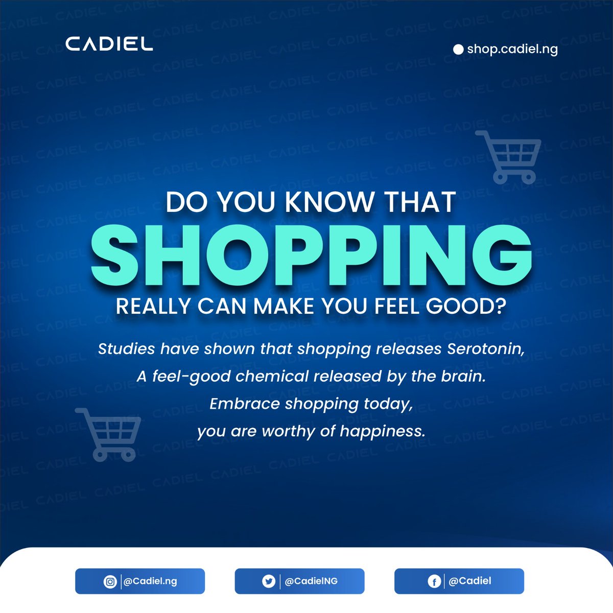 It's quite surprising how a seemingly trivial action like clicking on 'Add to Cart' can have a positive impact on your well-being. Who would have imagined?

Shop Now shop.cadiel.ng 
_____
CADIEL 
#BBNAllStars