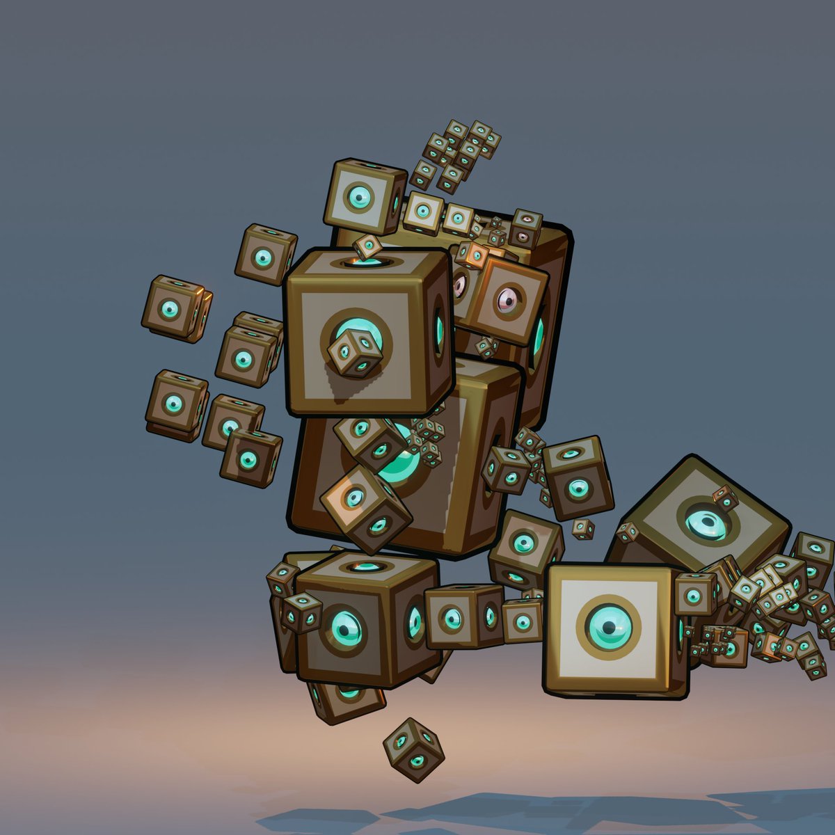 M_thimmig's tweet photo. Cubion Cube Golem

A golem made of a reconinting cube able to make most variety of forms.

___  

#3dart #Blender3d #B3D #3D #lowpoly #lowpolyart #lowpolymodel #lowpolycharacter #digitalart #minimalistc #abstract #sculpture #characterdesign #artstation #monster https://t.co/TidEZfGflh