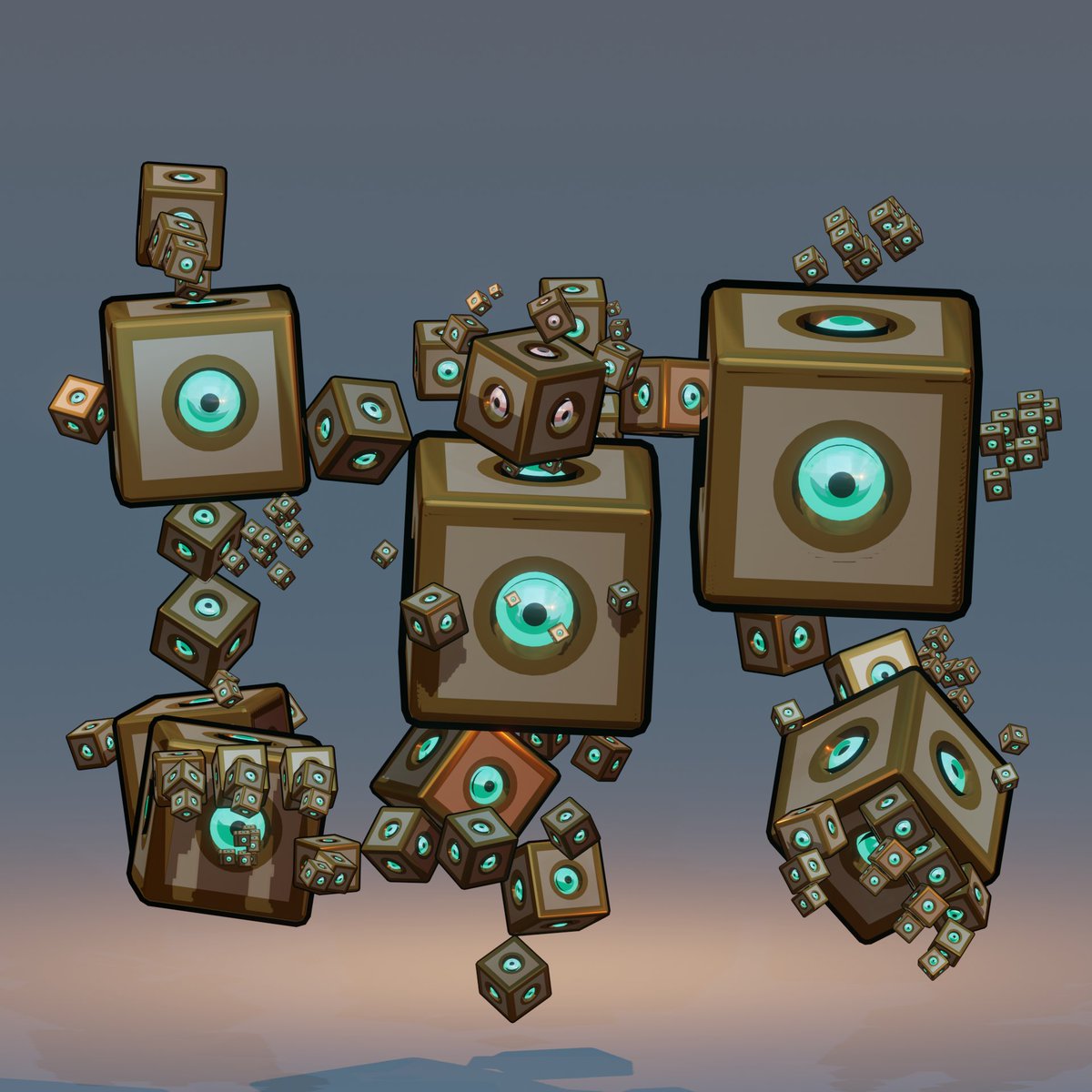 M_thimmig's tweet photo. Cubion Cube Golem

A golem made of a reconinting cube able to make most variety of forms.

___  

#3dart #Blender3d #B3D #3D #lowpoly #lowpolyart #lowpolymodel #lowpolycharacter #digitalart #minimalistc #abstract #sculpture #characterdesign #artstation #monster https://t.co/TidEZfGflh