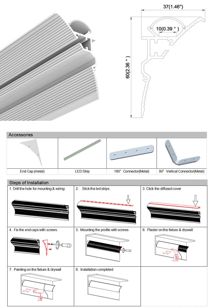 ledbecom's tweet photo. The LED Strip Cove Lighting Channels, which can be fixed on the surface of drywall or plasterboard, to create of stunning modern lighting, and the half-round diffuser will enlarge the lighting area.
Link: https://t.co/iVG38O9WIT

#ledbe #covelighting #ledchannel #drywall https://t.co/icKfPFZNly