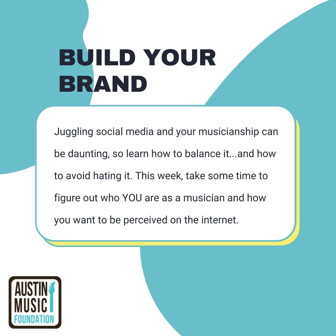 austinmusic's tweet photo. This week, take some time to figure out who YOU are as a musician and how you want to be perceived on the internet. #AMFSocialToolKit⁠ Show us your #BrandBrainstorm or #MoodBoard ! Find the full Tool Kit at https://t.co/Z65NeP5RMl https://t.co/lETf3Eu29T