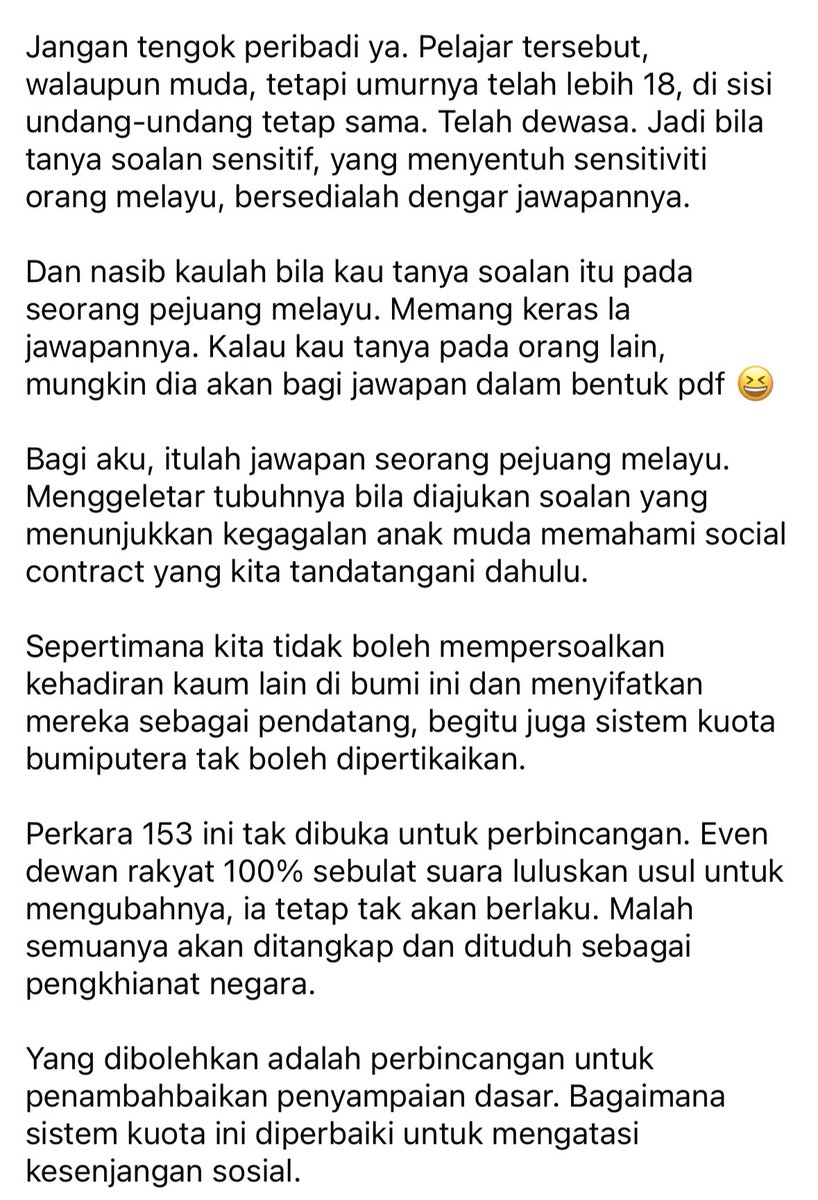 TyraYusoff's tweet photo. Hadamkan. Bagi yg rasa PMX terlalu kasar ke apa, tak apa. Tapi, I hope you faham. Sila baca pandangan ini. 

I totally agree. https://t.co/WpiP32u9sQ