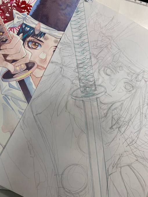 おはようございます!もう夏コミまで一週間切ってる!ラブリーワールド展とともに色紙とか描かねば! ラブリーワールド展のA4サイズの原画には実は下書き原画も重ねて額に入れてありますのでお買い求めいただいた方だけのお楽しみ!