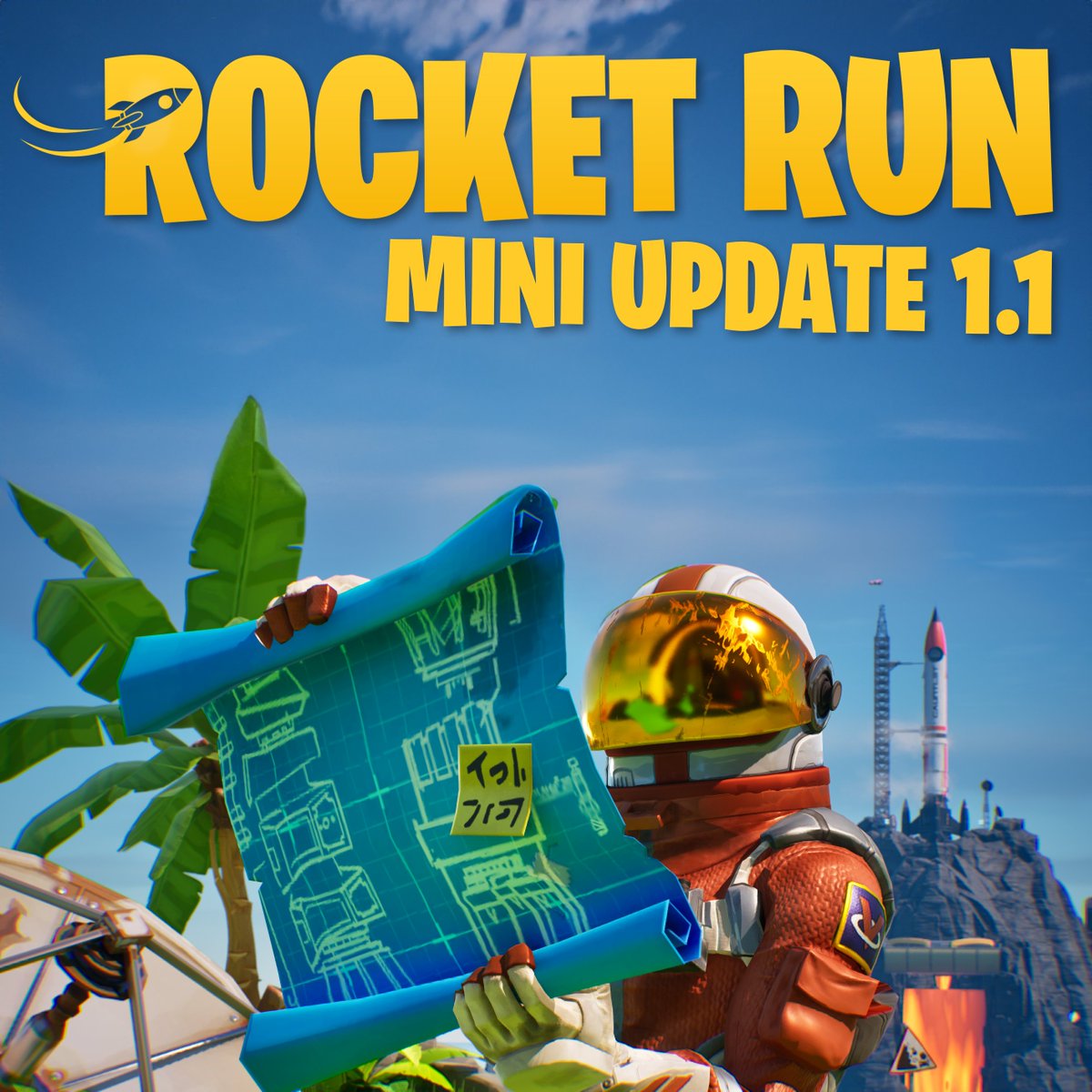 studio_gauntlet's tweet photo. We've just pushed a new update to Rocket Run! This mini-update is aimed at fixing common areas people get stuck in our map, and to improve the experience for new players. Read below for detailed patch notes!

#UEFN #Fortnite #RocketRun @FNCreate https://t.co/V14YVTXEPW