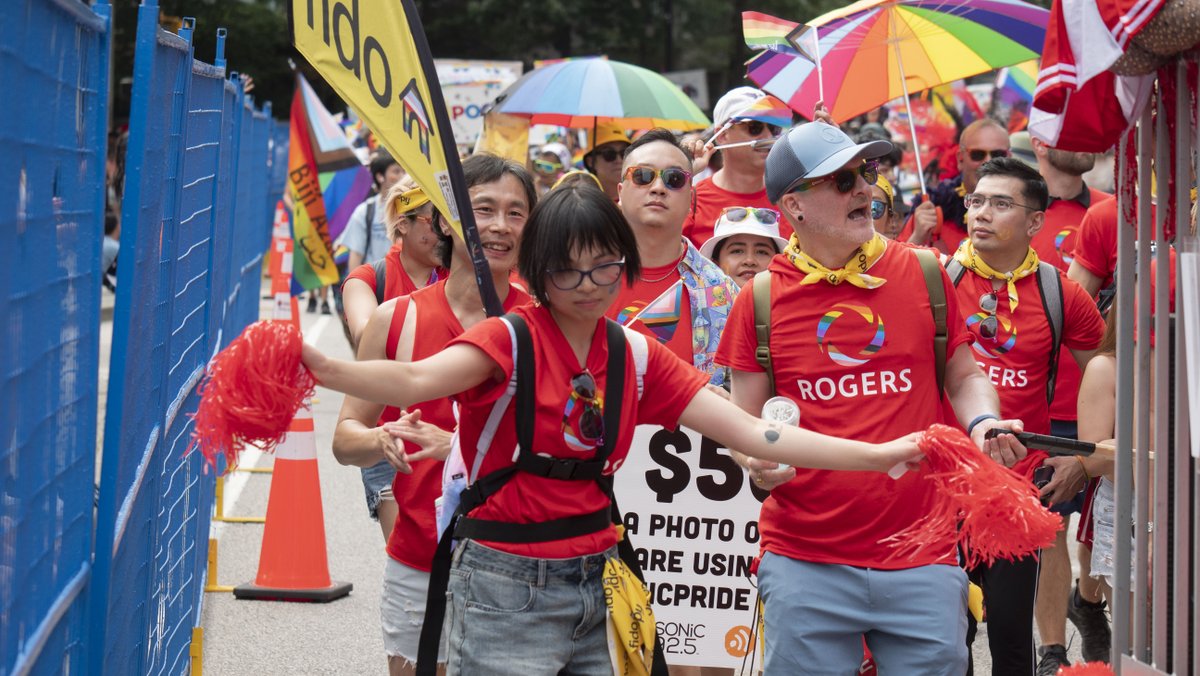 Rogers's tweet photo. Such an incredible day celebrating Pride in Vancouver with our employees! We loved being a part of the parade @vancouverpride as we witnessed love and support from everyone along the route! Join us as we continue to celebrate Pride across Canada! β€οΈπ³οΈβπ #WithYouWithPride https://t.co/mJLWljMibl