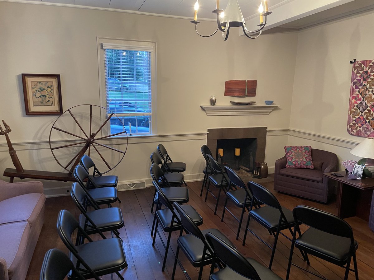 marytribble's tweet photo. Can I fit 22 people in my living room for a lecture? YES. Thanks to the Wachovia Historical Society and @zsrspecial Tanya Z-B for gathering today to talk #SallyWait, #archives, and what #bombshelters have to say about #publichistory! https://t.co/ZRsknGEG7U
