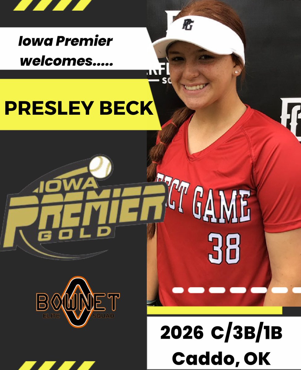 IowaPremierFP's tweet photo. BIG NEWS out of Oklahoma!
Iowa Premier Welcomes!
2026 C/3B @PresleyBeck08, a @USASoftball HPP All American, as it's Newest member to its National Team Program! The Caddo, OK native brings huge upside to our 16U squad!
#wejustreload @ExtraInningSB @chhelt https://t.co/jf0X54pPDM