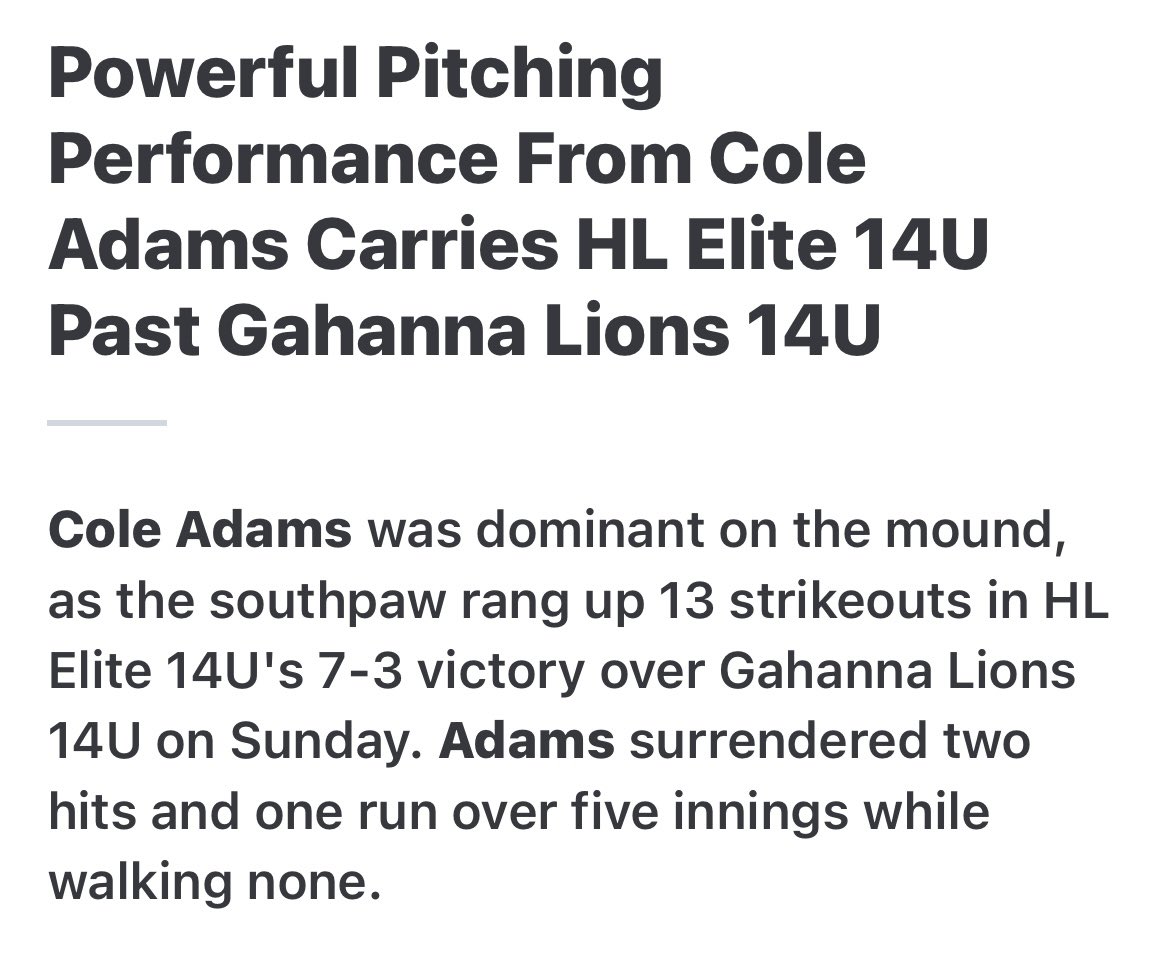 amberadams33's tweet photo. 💥 Another great day of ⚾️⚾️!
Hitting Lab Elite Champs 🙌🏻
Today Cole Adams had🔥 13 strike outs and 0 walks 🔥⚾️ Tournament MVP ! 👉Top pitching speed hit 86mph 🙌🏻😳😘!! 💪🏻#PowerPO #MyLefty @Cole14bucket @matt_ginter @DerrikYoung2 https://t.co/RGzpmaE5za
