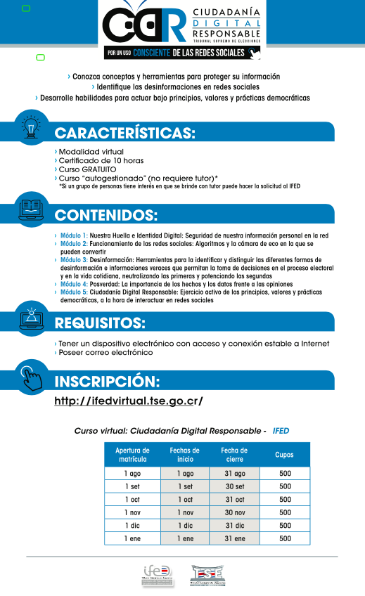 eduardoulibarr1's tweet photo. Cada vez es más importante, como ciudadanos de la democracia, ejercer nuestros derechos digitales de manera responsable. Celebro esta iniciativa del Tribunal Supremo de Elecciones para ayudarnos en la tarea. El curso es gratuito. https://t.co/3N7PIFY0bE