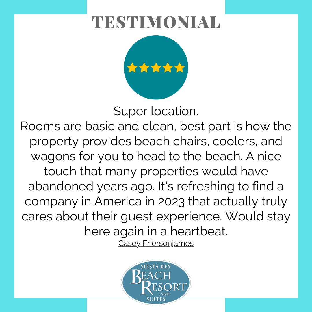 KeySuite's tweet image. We LOVE these sort of reviews. Thank you! ❤❤❤
💻 siestakeybeachresortandsuites.com
📞 941 349 3211
#sarasota #siestakeyrentals #siestakeybeach #siestakey