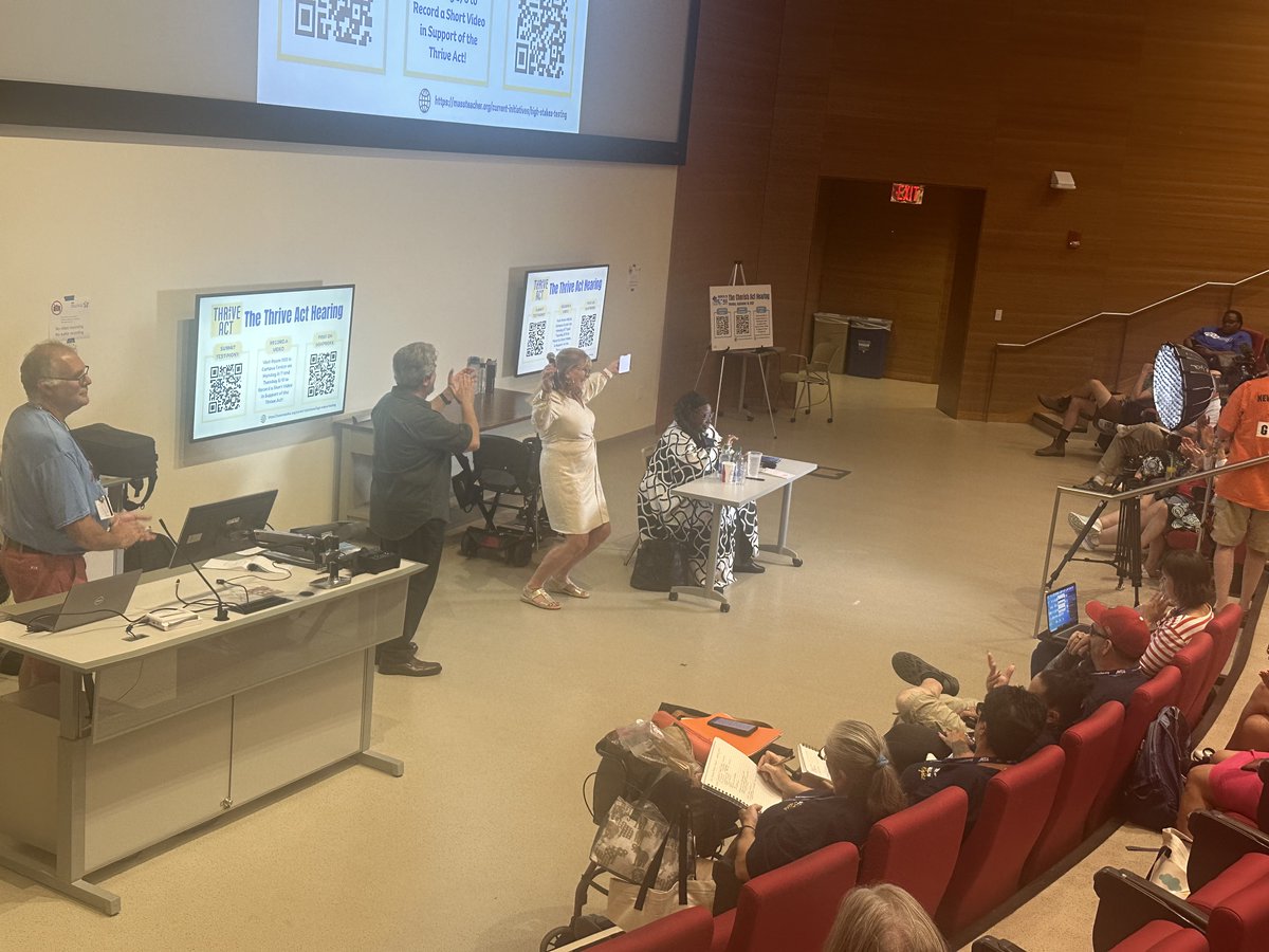massteacher's tweet photo. Lots of cheers at opening session of #mtasummer as VP Deb McCarthy announces that the MTA Board voted today to back a ballot initiative calling for the removal of the MCAS graduation requirement. #mapoli https://t.co/XsfwhVCZTG