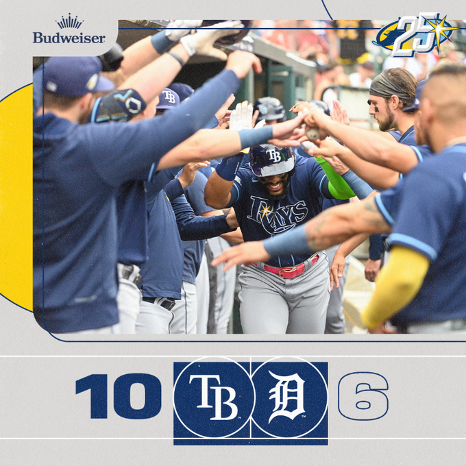 RaysFrance's tweet photo. VICTOIRE À DETROIT !

Grâce à un grand Yandy Diaz, les Rays l'emporte 10 à 6 face aux @TigersFr 

#FRMLB https://t.co/Rjjg7tgWSJ