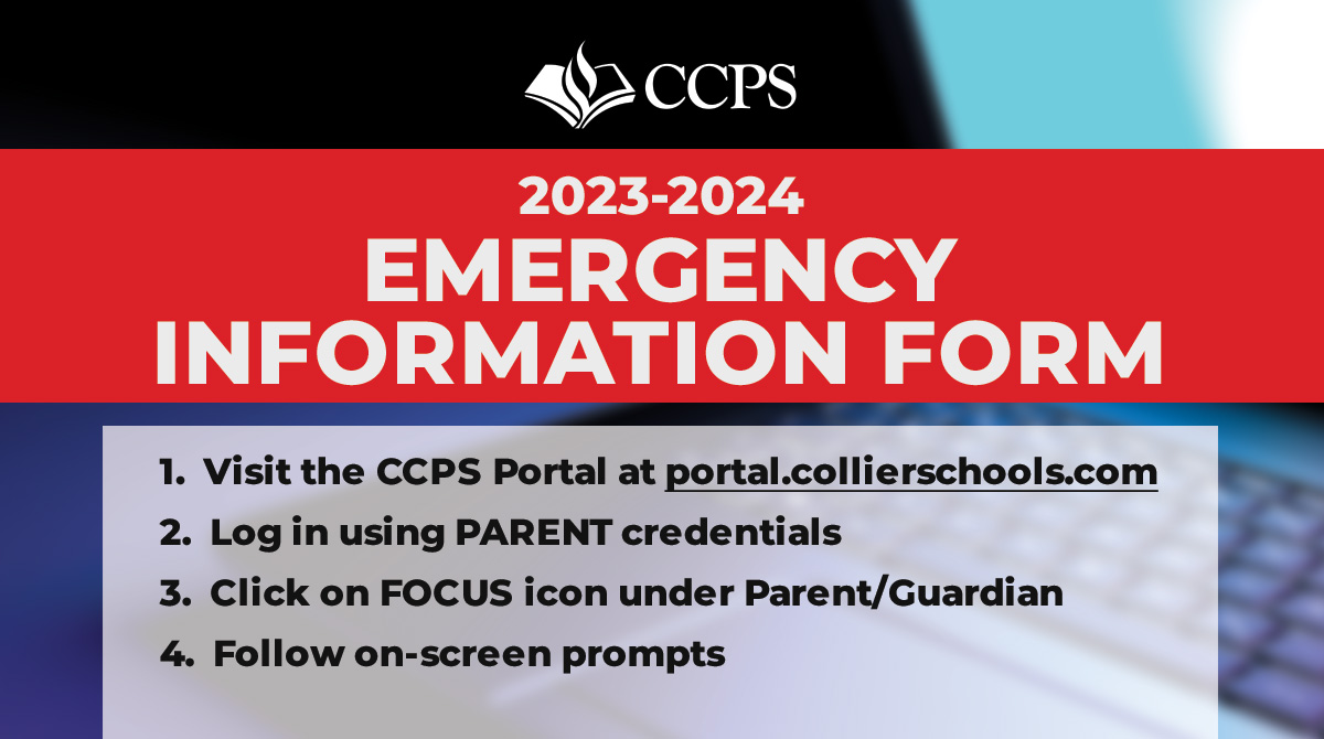collierschools's tweet image. IMPORTANT - Parents, complete your child's Emergency Information Form prior to 1st day to ensure we have your most up-to-date info. Having accurate contact info is critical in case of an emergency or weather-related communications. Visit portal.collierschools.com.