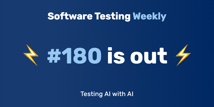 Hey! 🙂

The 180th issue is out!
softwaretestingweekly.com/issues/180

Congrats <a href="/marcotcr/">Marco Tulio Ribeiro</a>, <a href="/scottlundberg/">Scott Lundberg</a>, <a href="/jarbon/">Jason Arbon 🧙‍♂️</a>, <a href="/jlottosen/">Jesper (🐘,☁)</a>, <a href="/easyaspython/">Dane Hillard 🐍 @dane.dev 🟦 // @daneah 🐘</a>, <a href="/thawkin3/">Tyler Hawkins</a>, <a href="/xescuder/">Xavier Escudero</a>, <a href="/hayats_codes/">Hayatudeen Abdulrahman</a>, <a href="/AdityaB35550332/">Aditya Bisht</a>, @braakmanwessel, <a href="/pablochacin/">Pablo Chacin</a>, <a href="/pupun_quotes/">Bhabani Prasad Swain</a>, <a href="/anshita__bhasin/">Anshita Bhasin</a>, <a href="/KTeltov/">Kostiantyn Teltov</a>!

#SoftwareTesting #QA