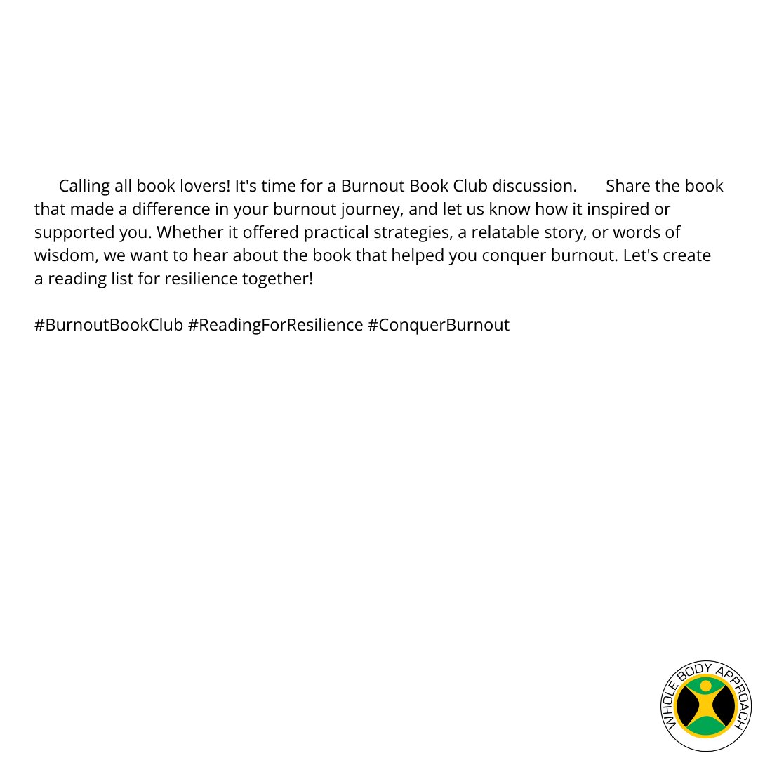 WBA2k10's tweet image. 📚🌟 Calling all book lovers! It&apos;s time for a Burnout Book Club discussion. 📖💫
#BurnoutBookClub #ReadingForResilience #ConquerBurnout