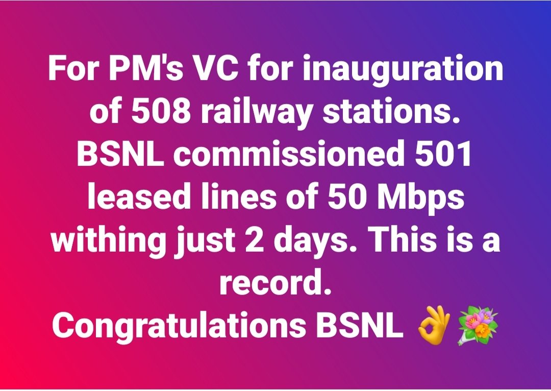 pravesh814's tweet photo. Great achievement by BSNL India👌
Congratulations BSNL 👌
#BSNL 
@BSNL_GJ 
@BSNL_KL 
@BSNL_JK 
@BSNL_RJ 
@BSNLCorporate 
@bsnl_ap_circle 
@sneachq 
@AmarUjalaNews 
@DainikBhaskar 
@ABPNews 
@aajtak 
@timesofindia 
@NavbharatTimes 
@BSNL_MH 
@BSNL_ka_Bandhan 
@PanhekarYash https://t.co/vi4btKv9kk