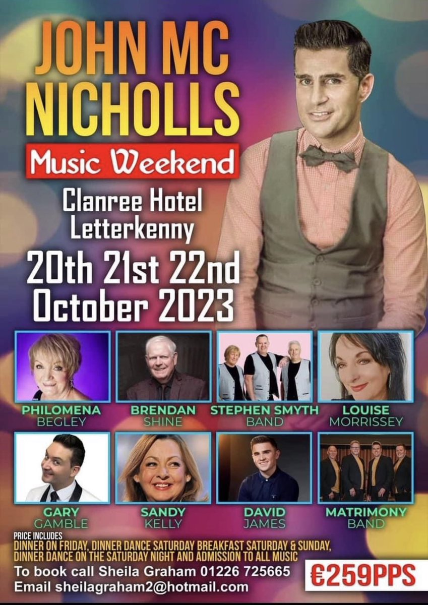 john mc nicholl (@johnmcnicholl) on Twitter photo Book your room today and join myself and my country music colleagues at the Clanree hotel this October for a super weekend away 20th to 22nd October 2023 <a href="/Clanree/">Clanree Hotel</a> <a href="/DonegalDaily/">Donegal Daily</a> <a href="/countrymusic/">CMA Country Music</a>
<a href="/johnmcnicholl/">john mc nicholl</a> Book your room today and join myself and my country music colleagues at the Clanree hotel this October for a super weekend away 20th to 22nd October 2023 <a href="/Clanree/">Clanree Hotel</a> <a href="/DonegalDaily/">Donegal Daily</a> <a href="/countrymusic/">CMA Country Music</a>
<a href="/johnmcnicholl/">john mc nicholl</a>