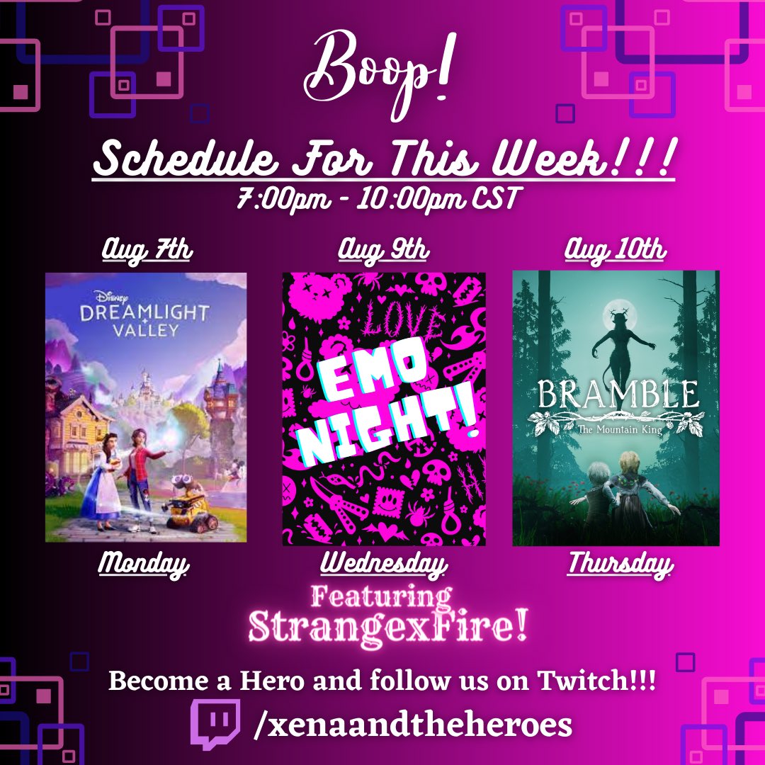 Xena_Heroes's tweet photo. This week’s schedule is ready!! ❤️
https://t.co/EqaTIQRgYw
#newschedule #newguests #newgames #fun #community #twitch #twitchaffiliate #streamer #ContentCreator https://t.co/IwNBXFjTkE