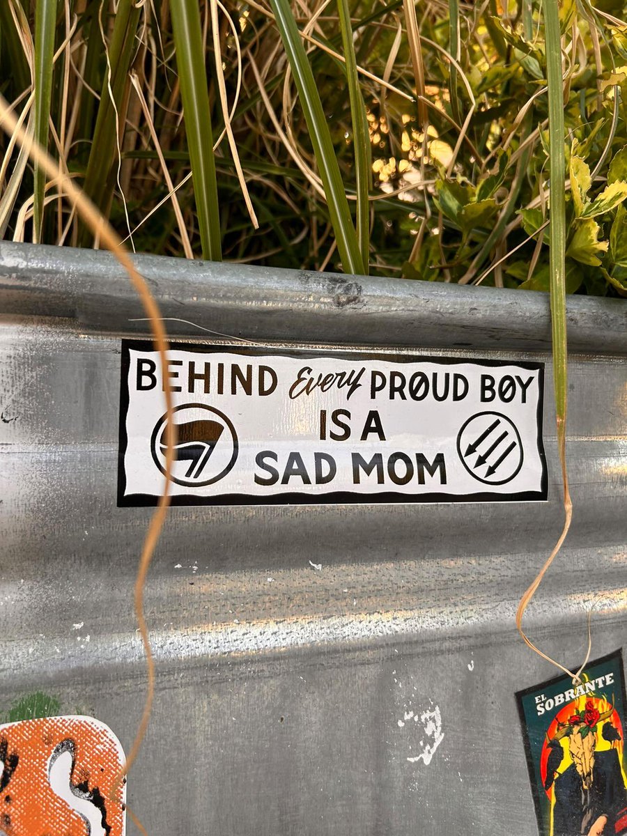 GraffitiRadical's tweet image. "Behind every Proud Boy is a sad mom"
Sticker spotted in Portland, Oregon