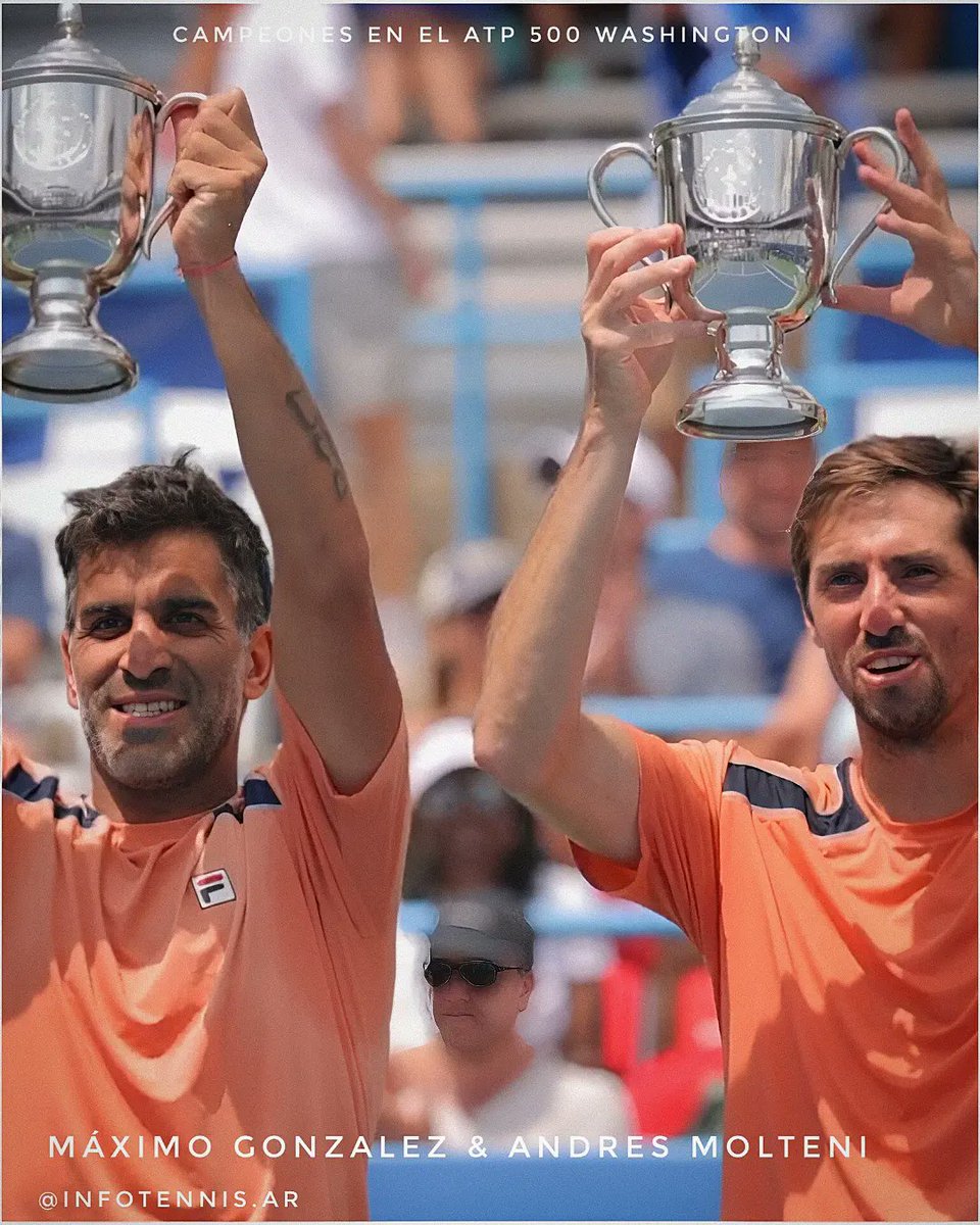 Not_Esportivas's tweet photo. ATP!
Parabéns aos duplistas campeões, os argentinos @machigonzalez1 e o seu compatriota @andymolto que conquistaram o @ATPTour 500 de @mubadalacitidc, conquistando o quarto título no ano e o quinto título na carreira juntos.
#ATP #MubadalaCitiDCOpen #MaximoGonzalez #AndresMolteni https://t.co/SDpgs1cjpG