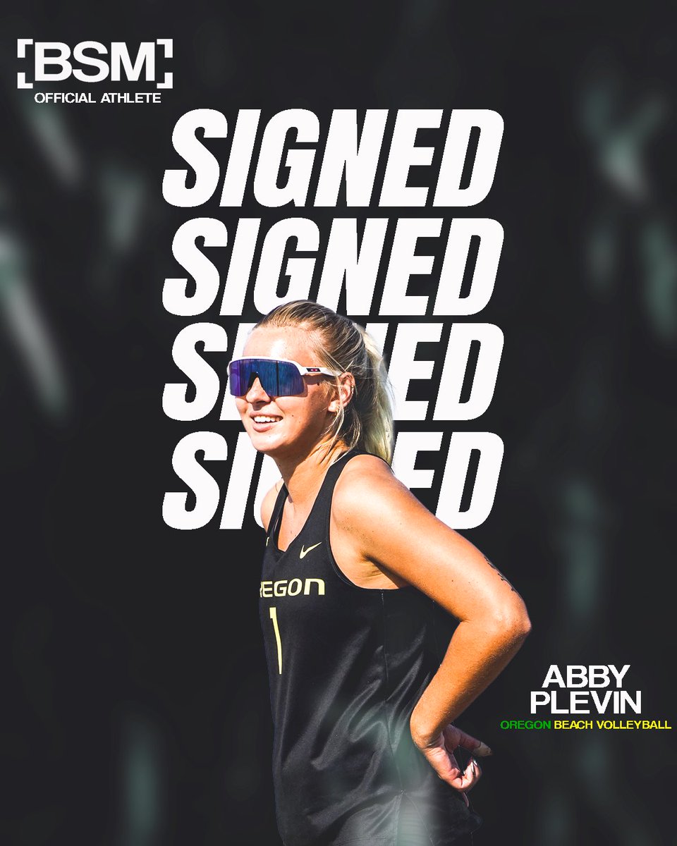 🚨Signed🚨
[BSM] Welcomes Abby Plevin to the family, Beach Volleyball at the University of Oregon!
Go Ducks & @Abby_Plevin 

#Universityoforegon #volleyballgirls #allabouttheathlete