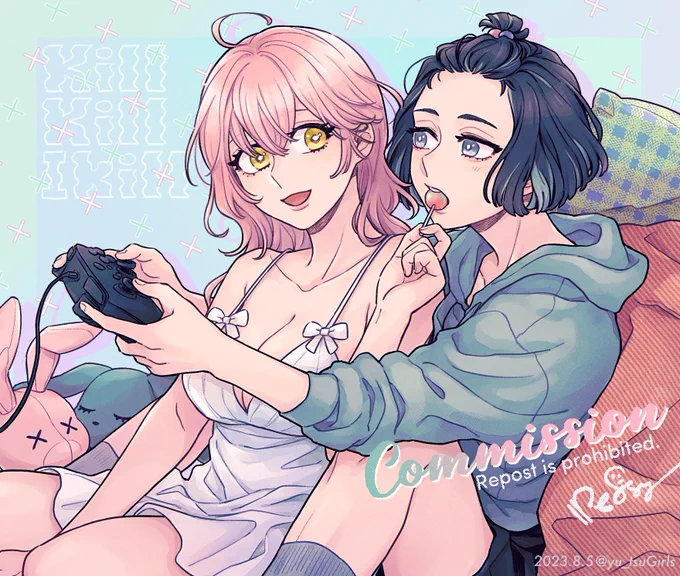 ゲーマーとふわふわ女子の同棲カップル リクエストありがとうございました! #Skeb #Commission
