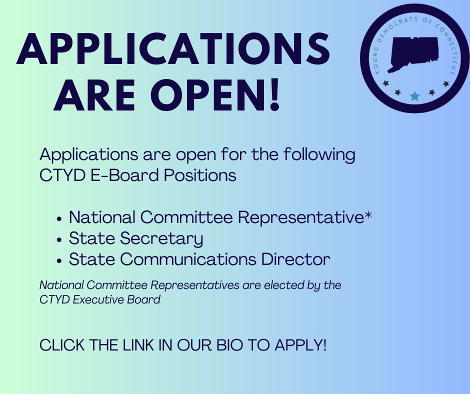 Applications are open for the CTYD E-Board Appointed Positions! Click the link in our bio to apply!