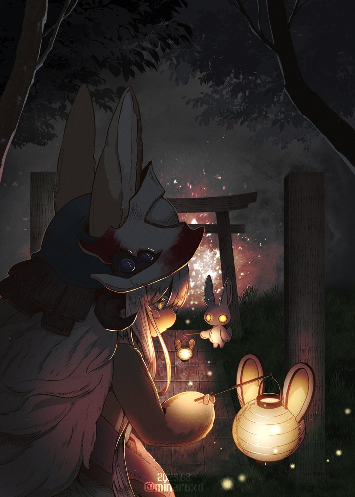 nanachi (made in abyss) 1other animal ears torii lantern ears through headwear furry white hair  illustration images