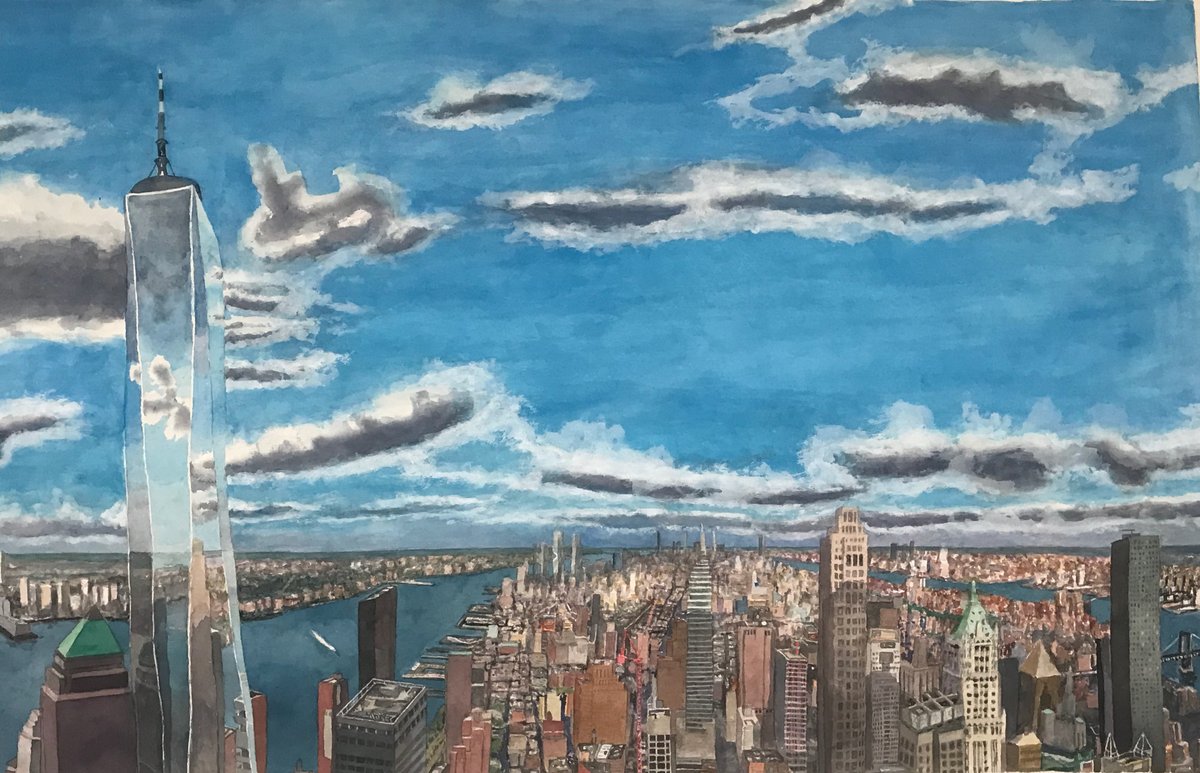ToddStoneStudio's tweet photo. Panorama (details) Watercolor 44" x 144"
Details of my watercolor scroll of 360 degree view from  71st floor studio at #3WTC #mywtc #nyartist #panorama #watercolor https://t.co/QR0EA7fdhV