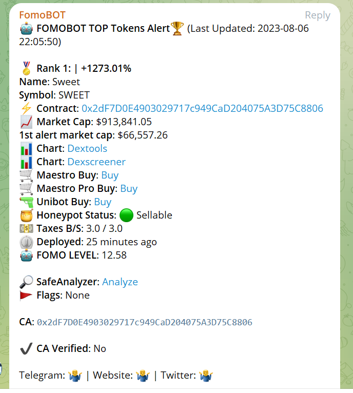 Defi_Fomobot's tweet image. $Sweet

x14 since the first call

#fomobot incredible again

0x2dF7D0E4903029717c949CaD204075A3D75C8806

#maestro #unibot #sweet