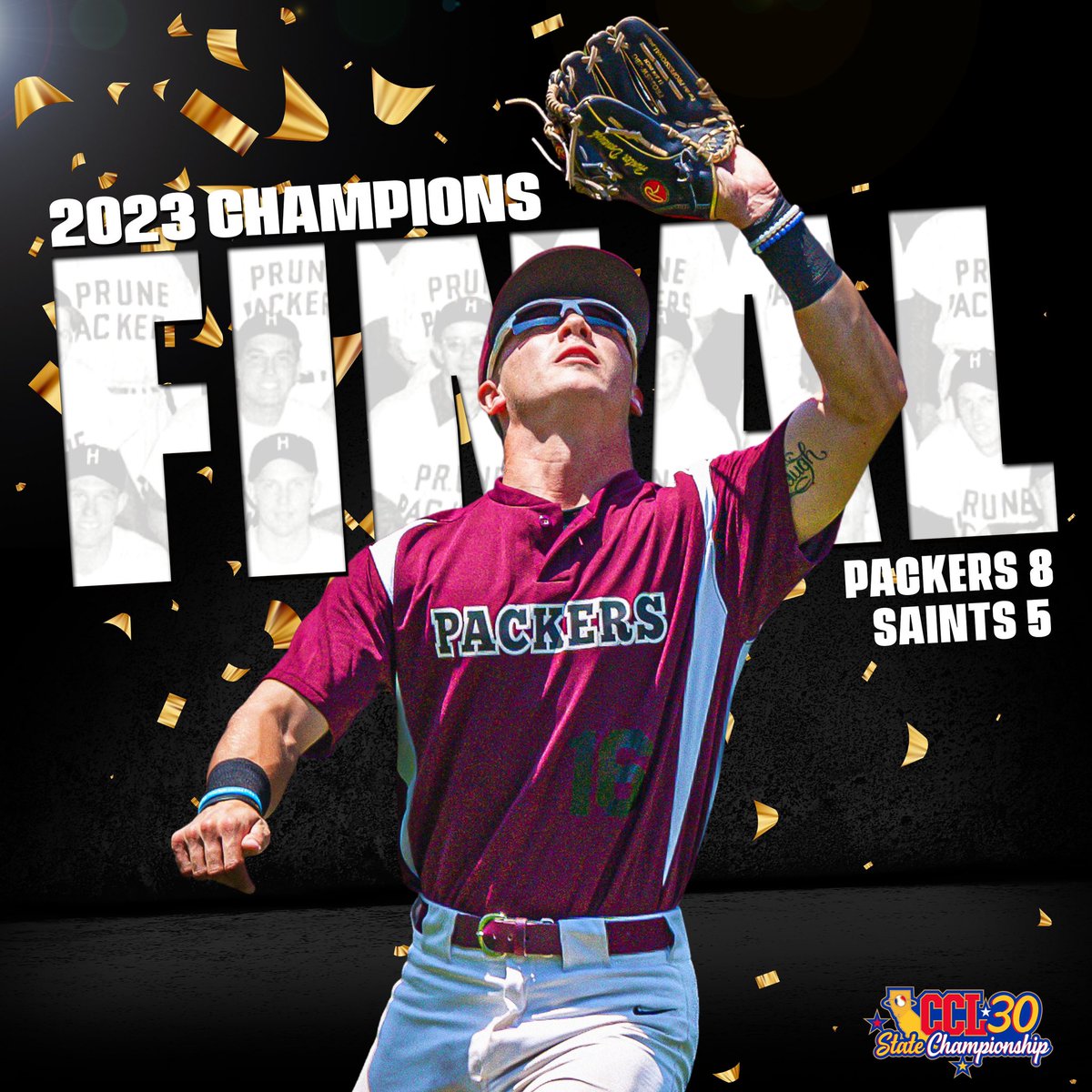 PACKER NATION…
We proudly present:
YOUR 2023 THREE-TIME CONSECUTIVE CCL STATE CHAMPIONS!
🏆🏆🏆
The Healdsburg Prune Packers thank YOU, Sonoma County, for making us #YourHomeTeam since 1921! Here’s to another 102 years of baseball in #TheBurg! ⚾️