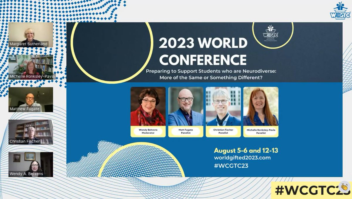 Delighted to be on keynote + Wendy Behrens Matt Fugate & Christian Fischer #WCGTC23 Thank you Margaret Sutherland for wonderful introduction! Huge thanks @tylermath12 for all your work! #giftededucation #giftedness #neurodiversity #2e #griffithuniversity #griffithuni @GIER_edu